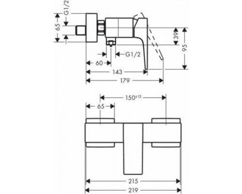 Смеситель для ванны и душа Hansgrohe Metropol 32560000 (хром)