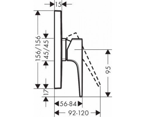 Смеситель для душа Hansgrohe Metropol, однорычажный, 32565340