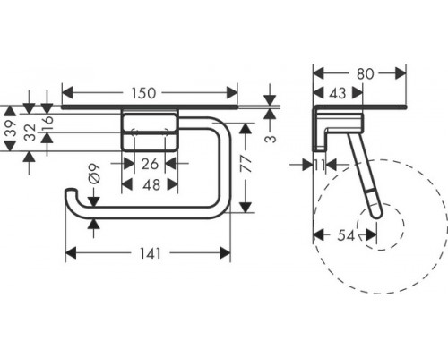 Держатель туалетной бумаги Hansgrohe AddStoris, с полкой, золото 41772990