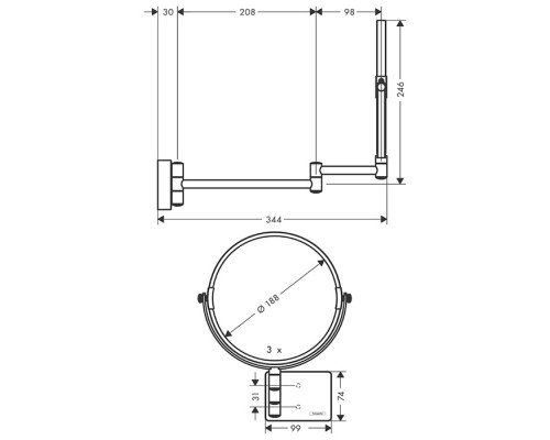 Косметическое зеркало Hansgrohe AddStoris, золото, 41791990