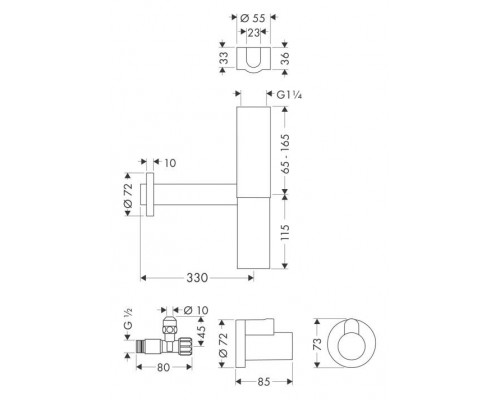 52120000 HG Flowstar сифон и два угловых вентиля