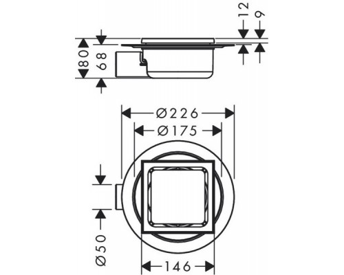 Точечный слив, трап  с решеткой и монтажным комплектом Hansgrohe RainDrain Spot 150/150 56055800