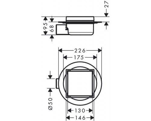 Точечный трап, слив Hansgrohe RainDrain Spot с решеткой 150/150, для облицовки плиткой 56112800