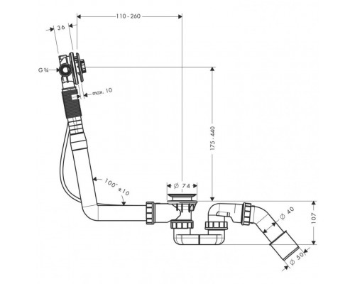 58115180 HG Exafill S система контроля налива- слива-перелива, без накладки