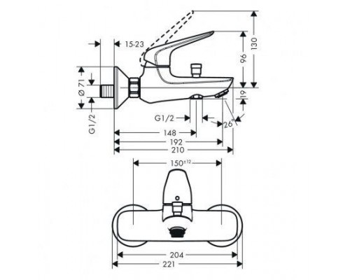 Смеситель для ванны Hansgrohe Novus 71042000