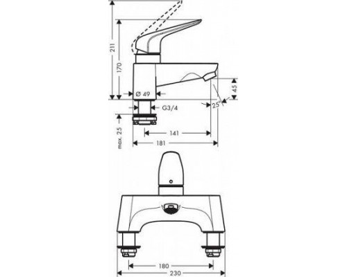 Смеситель для ванны Hansgrohe Novus 71043000