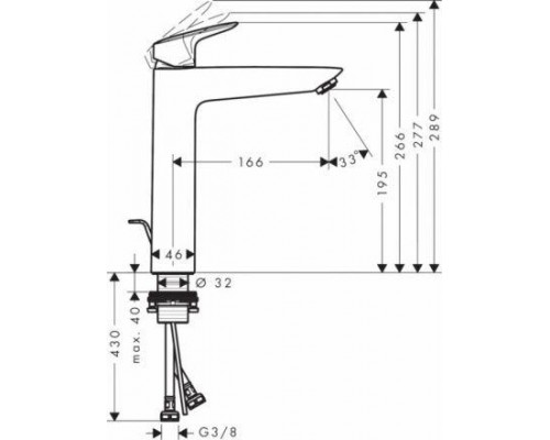 Смеситель для раковины Hansgrohe Logis 190, CoolStart, с гарнитуром, 71095000