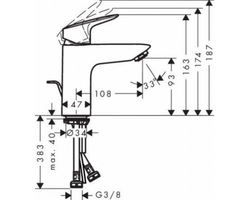 Смеситель для раковины Hansgrohe Logis 100, с сливным гарнитуром, 71105000