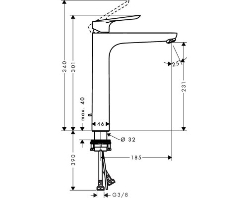 Смесители для умывальника Hansgrohe Logis E 230, с гарнитуром, 71162000 хром