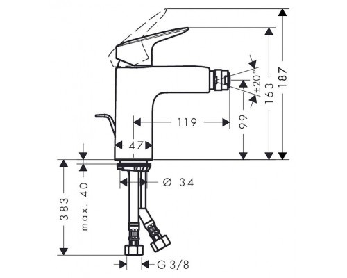 Смеситель для биде Hansgrohe Logis 100, 71200000