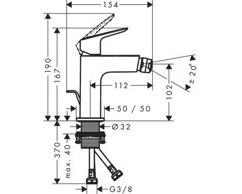 Смеситель для биде Hansgrohe Logis 110 Fine, с гарнитуром, 71201000