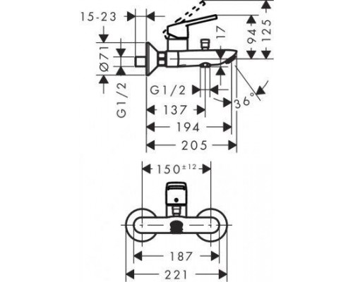 Смеситель для ванны Hansgrohe Logis Loop 71244000