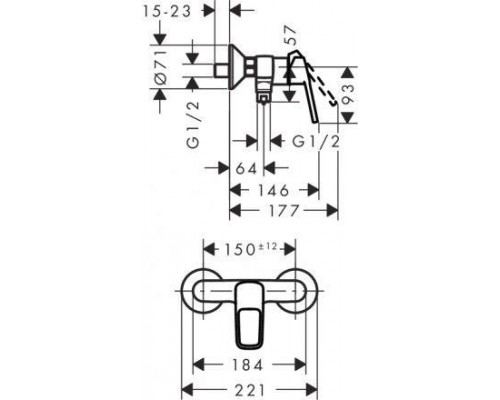 Смеситель для ванны и душа Hansgrohe Logis Loop 71247000