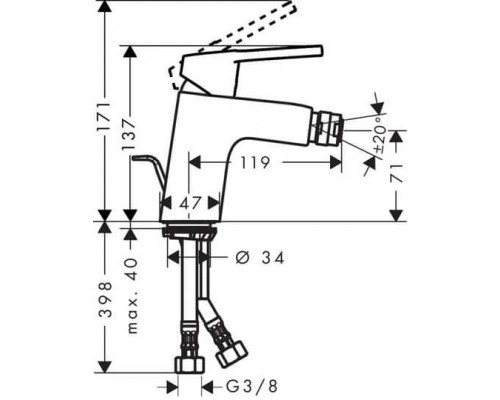 Смеситель Hansgrohe Logis loop для биде 71250000
