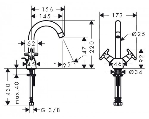 Смеситель для умывальника Hansgrohe Logis Classic 71270000 с донным клапаном