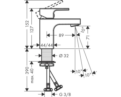 Смеситель для раковины Hansgrohe Vernis Shape 70, без набора, хром, 71567000