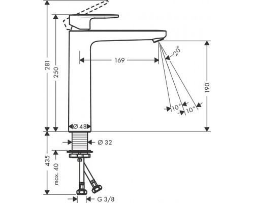Смеситель Hansgrohe Vernis Blend 190, высокий, хром, 71582000