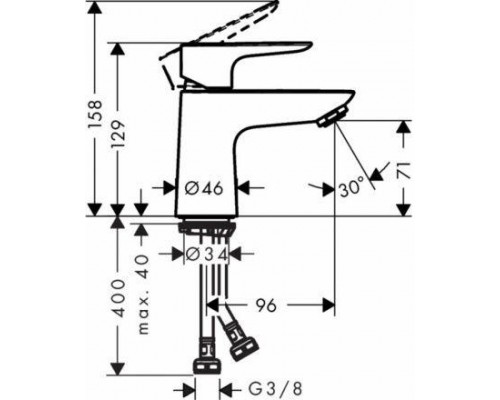 Смеситель для раковины Hansgrohe Talis E 80, с клапаном Push-Open, 71701000