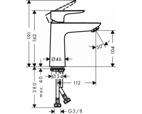 Смеситель для раковины Hansgrohe Talis E 110, с клапаном Push-Open, 71711000