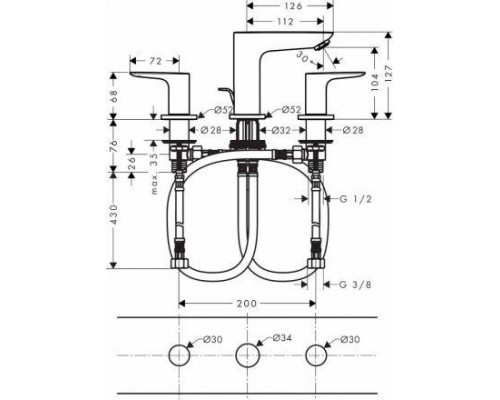 Смеситель Hansgrohe Talis E 71733990 для раковины, с донным клапаном