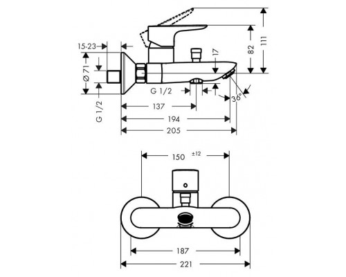 Смеситель для ванны Hansgrohe Talis E 71740000