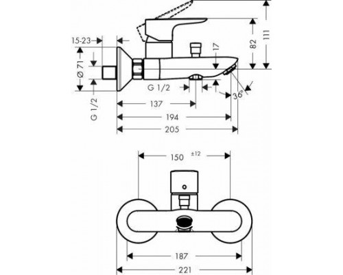 Смеситель для ванны Hansgrohe Talis E 71740340