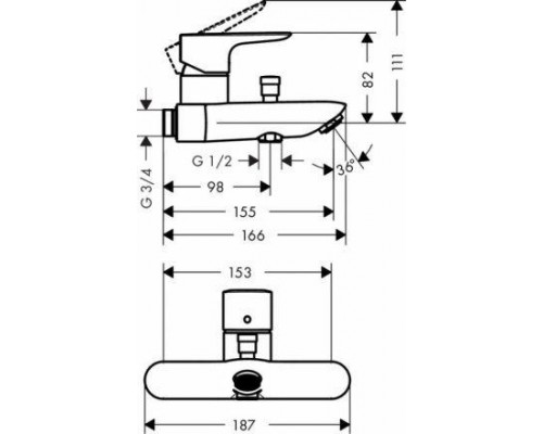 Смеситель для ванны Hansgrohe Talis E 71741000, хром