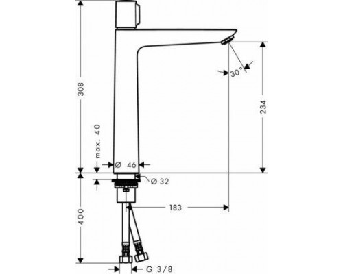 Смеситель для раковины Hansgrohe Talis Select E 240, без сливного набора, 71753000