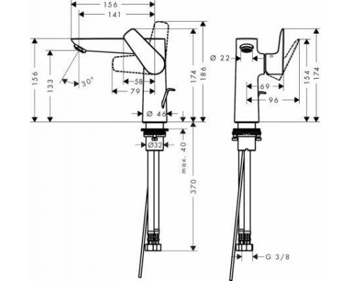 Смеситель для раковины Hansgrohe Talis Е 150, 71754700