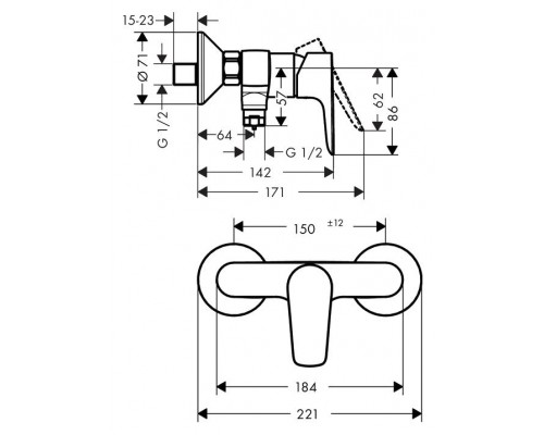 Смеситель для ванны и душа Hansgrohe Talis E 71760000 (хром)