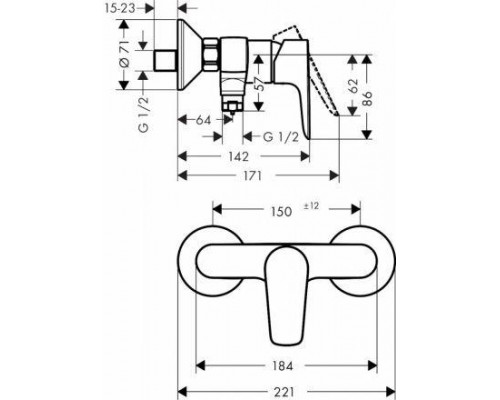 Смеситель для ванны и душа Hansgrohe Talis E 71760990