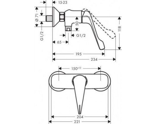 Смеситель для ванны и душа Hansgrohe Novus 71926000