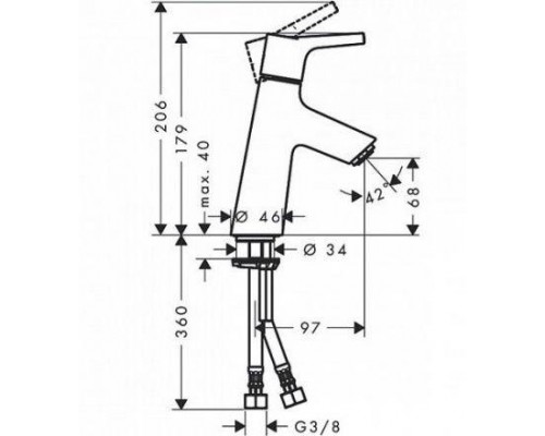 Смеситель для раковины Hansgrohe Talis S 80, без сливного набора, 72012000