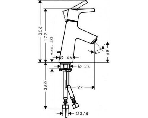 Смеситель для раковины Hansgrohe Talis S 80 LowFlow с гарнитуром, 72015000