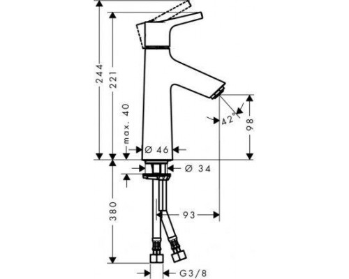Смеситель для раковины Hansgrohe Talis S 100, LowFlow, 72025000