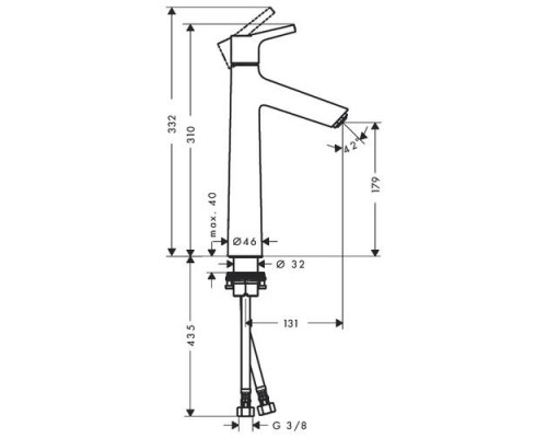 Смеситель для раковины Hansgrohe Talis S 190, без сливного набора, 72032000