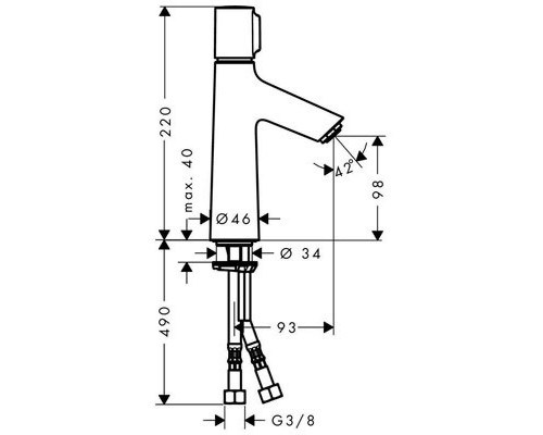 Смеситель для раковины Hansgrohe Talis Select S 100, без сливного набора, 72043000