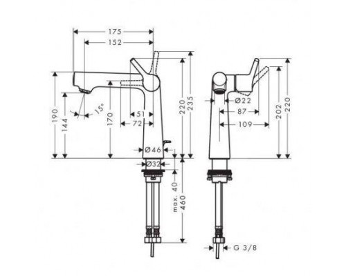 Смеситель для раковины hansgrohe Talis S 140 со сливным гарнитуром 72113000, хром