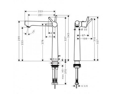 Смеситель для раковины hansgrohe Talis S 250 со сливным гарнитуром 72115000, хром