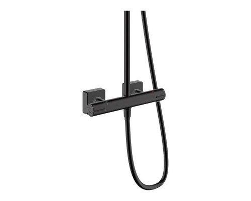 Душевая стойка с термостатом Hansgrohe Vernis Shape Showerpipe 230 26286670 с термостатом черный матовый