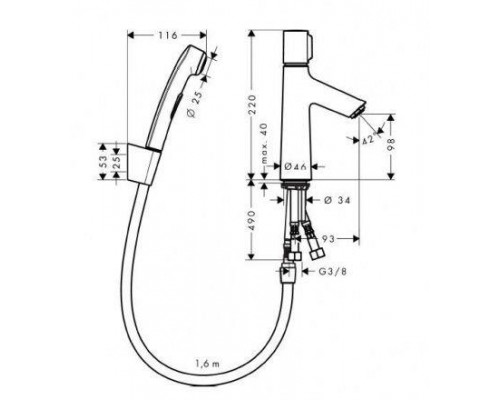 Смеситель для раковины hansgrohe Talis Select S со сливным гарнитуром и гигиеническим душем 72291000