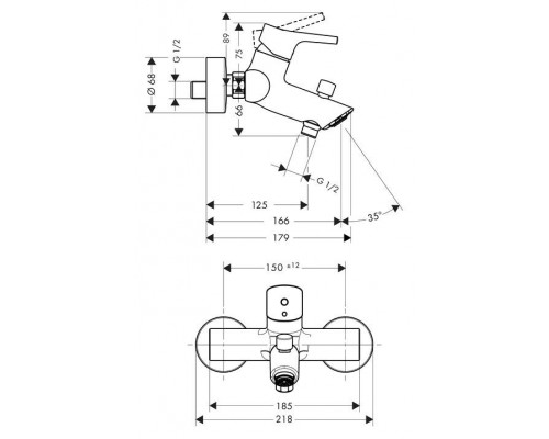 Смеситель для ванны Hansgrohe Тalis S, 72400000