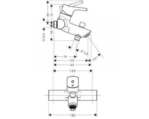 Смеситель для ванны и душа Hansgrohe Talis S, 72401000