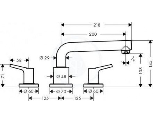 Смеситель на борт ванны на 3 отверстия 72415000 Hansgrohe Talis S (хром)