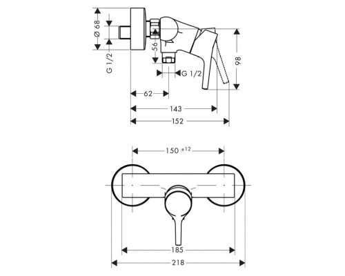 Смеситель для ванны и душа Hansgrohe Talis S 72600000