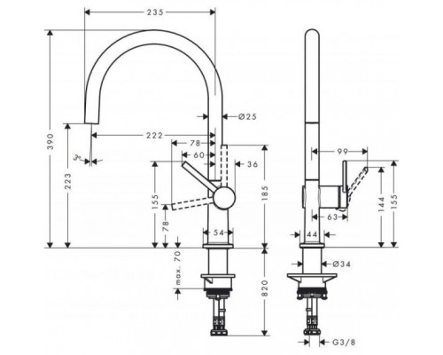 Смеситель для кухни, высокий излив, черный Hansgrohe Talis M54, 72804670