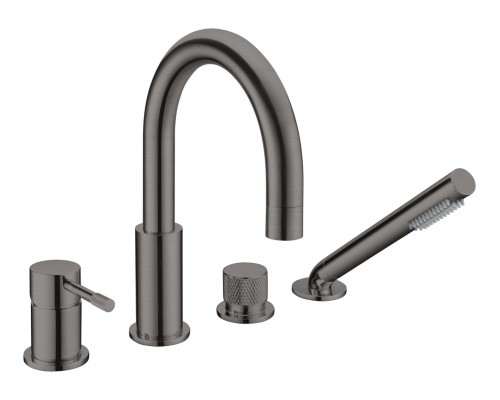 Смеситель врезной в борт ванны UNO оружейная сталь 460-GM