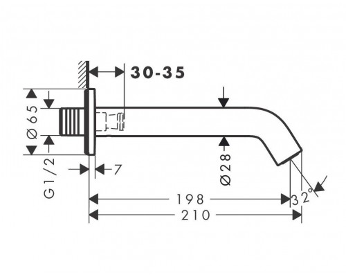 Излив для ванны Hansgrohe Tecturis S 73411000, цвет хром