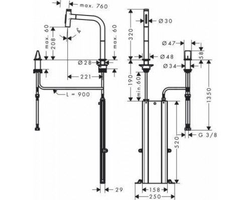 Смеситель кухонный черный Hansgrohe METRIS SELECT M71-200 73818670