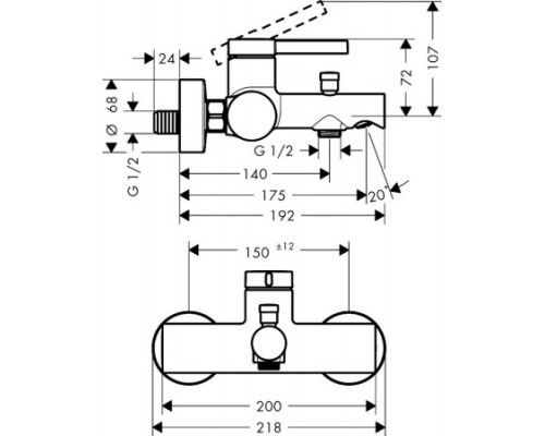 Смеситель для ванны и душа Hansgrohe Zesis S, хром, 74420000